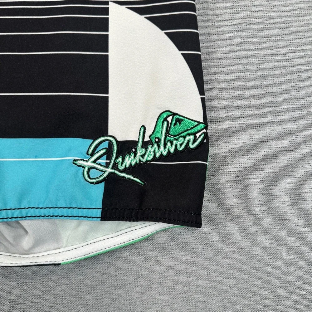 Y2K Quiksilver Board Shorts Mens 34 Geometric Colorblock Surf Trunks Embroidered